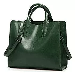 Coolives Taschen & Rucksäcke Coolives Damen Shopper Tasche aus PU-Leder mit Schulterriemen Schultertasche Umhängetasche Quadrat Handtasche für Frauen Grün EINWEG