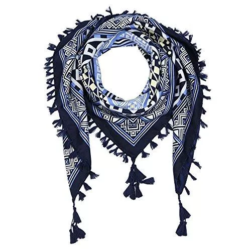 Nuofengkudu Schals & Tücher Nuofengkudu Schals Damen Umschlagtuch Retro Floral Ethno Drucken Große Platz Nacken Wärmer Schal mit Quaste Schalcape Wraps 110 * 110CM