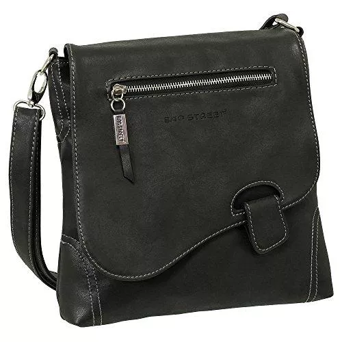Ledershop24 Taschen & Rucksäcke Ledershop24 Geschenkset - Handtasche Schultertasche Umhängetasche Wildleder-Imitat Used Look mit Riegelverschluss Farbe schwarz