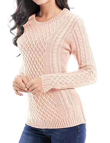 v28 Pullover & Strickmode v28 Damen Pullover mit Rundhalsausschnitt, Korea-Strick, dehnbar, Elastizität, lange Ärmel, Pullover