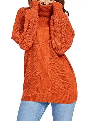 Beyove Pullover & Strickmode Damen Pullover Rollkragen Pulli Oversized Strickpullover Casual Sweatshirt Loose Rollkragenpullover Sweater Rolli Winter