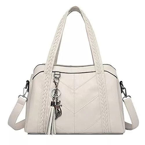 Coolives Taschen & Rucksäcke Coolives Damen Hobo Schultertasche Tasche mit Schultergurt Umhängetasche Handtasche aus PU-Leder weiß