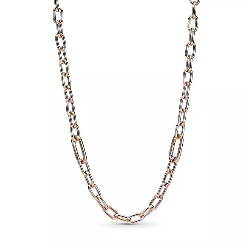 Pandora Schmuck Pandora ME Link Chain Halskette 50cm mit 14 Karat rosévergoldeter Metalllegierung, Kompatibel mit Pandora ME Armbänder, Höhe: 6mm, 389685C00-50