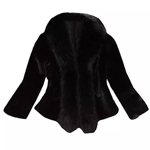 Lulupi Mäntel Lulupi Damen Winter Felljacke Kunstfell Fellkragen Jacke Cardigan Frauen Elegant Pelz Kurzjacke Pelzmantel Winterjacke Mantel Coats