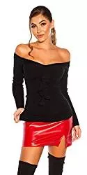 In-Stylefashion Pullover & Strickmode Top Koucla Feinstrick Pulli Pullover schwarz mit Voilant S-M