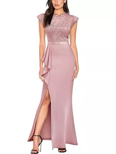 MIUSOL Cocktail MIUSOL Damen Spitze Maxi Langes Split Kleid Party Abendkleid Cocktail Kleider