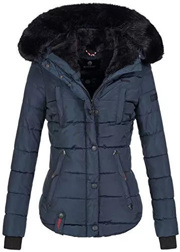 MARIKOO Jacken MARIKOO warme Damen Winter Jacke Winterjacke Steppjacke gefüttert Kunstfell B618