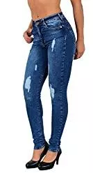 ESRA Jeans ESRA Damen Jeans Jeanshose Damen Skinny Stretch High-Waist Destroyed Risse Hose bis Übergröße S600