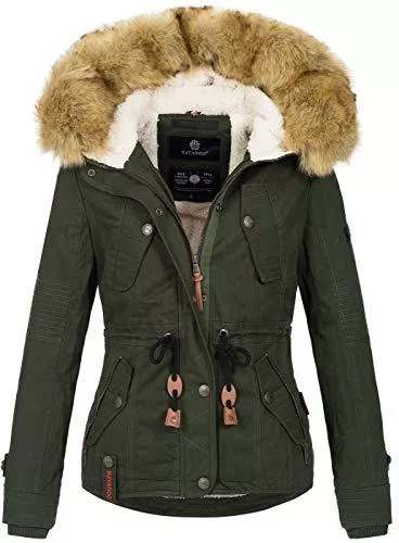 Navahoo Jacken Navahoo warme Damen Designer Winter Jacke Winterjacke mit Kapuze und Teddyfell B643