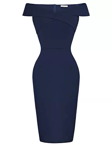 Belle Poque Cocktail Belle Poque Damen Vintage Rockabilly Kleid 1950er Jahre Bodycon Pencil Kleid