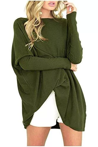 Odosalii Pullover & Strickmode Odosalii Damen Casual Lose Pullover Asymmetrische Fledermaus Sweatshirt Oversized Oberteil Tunika Tops