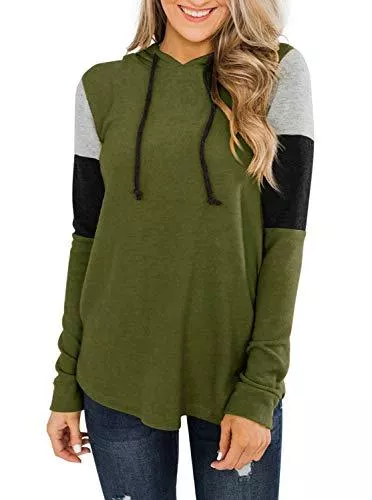 REORIA Kapuzenpullover REORIA Damen Sweatshirt mit Kapuze Leichter Stoff lang mit Farbblöcken modern