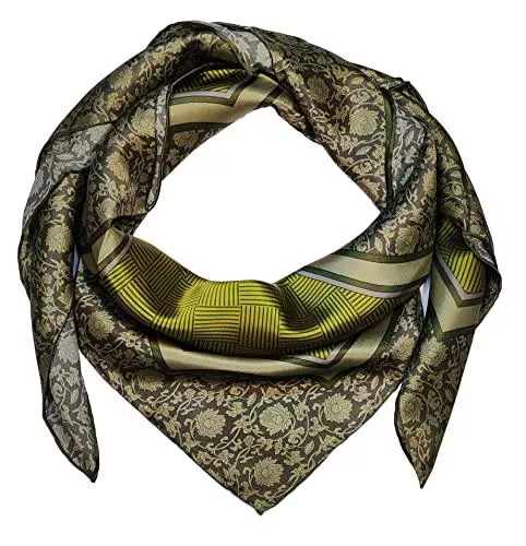 SeaBright Schals & Tücher SeaBright Damen Tuch Schal 100% Seide Satin Quadratisch Groß 110X110 cm Luxuriös 13 Momme TC-S-SL-2204-110-4 Abstrakt Klassisch Geometrisch