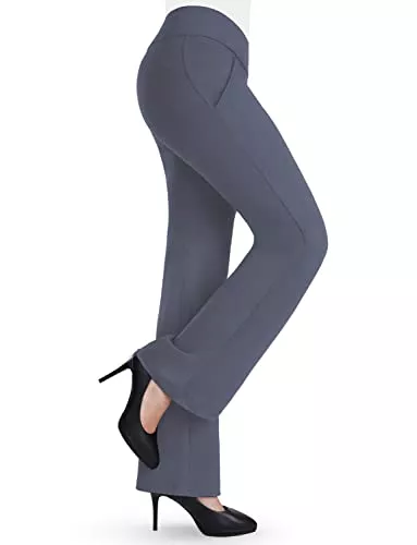 Bamans Hosen Bamans Damen Schlaghose Elegante Hosen Lang Anzughose Stretch Jogginghosen Hoher Bund Freizeithose Locker Bootleg Skinny Flare-Hose