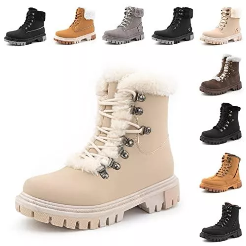 Hitmars Stiefel Hitmars Winterstiefel Damen Winterschuhe Warme Gefütterte Schneestiefel Outdoor rutschfeste Bequem Kurzschaft Stiefel Schwarz Blau Braun Eu36-Eu43