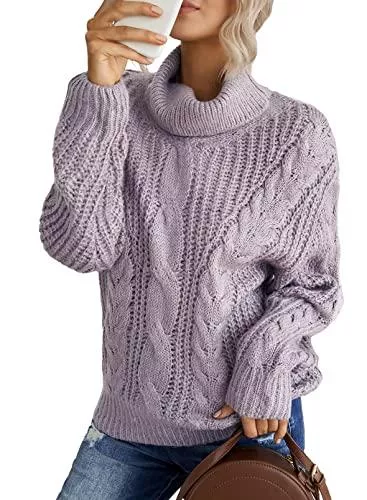 Aleumdr Pullover & Strickmode Aleumdr Rollkragenpullover Strickpullover Damen Winterpullover Oversize Rollkragen Pullover Grobstrick Strickpulli S-XL