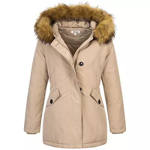 Elara Mäntel Elara Damen Jacke Winterparka Mantel Kunstfell Chunkyrayan