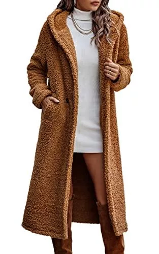 ASOMI Mäntel ASOMI Herbst-Winterjacke Damen Lang Warm Fleecejacke Langarm Herbst Wintermantel Kapuzenjacke mit Taschen