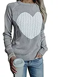 FGFD&amp;OU Pullover & Strickmode Pullover Damen Oversize Strickpullover Pulli Rundhals Elegant Sweater Langarm Winter Outwear Thermische Tops Casual Sweatshirts Weihnachtspulli für Frauen