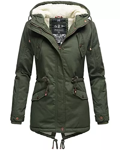 MARIKOO Jacken MARIKOO Damen Winter Jacke Parka Winterjacke Teddyfell gefüttert B376