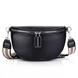 GSenhui Taschen & Rucksäcke GSenhui Crossbody Bag Damen Breiter Gurt, Bauchtasche Damen Leder Geldbörse, Kleine Umhängetasche mit Reißverschluss und Abnehmbar Schultergurt, Handytasche Zum Umhängen Frauen,Schwarz