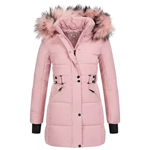 Elara Mäntel Elara Damen Steppjacke Winterjacke Kunstfellkragen Chunkyrayan