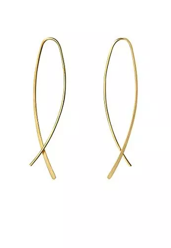 JEVELION Schmuck Creolen vergoldet aus Sterling-Silber 925 im eleganten Design ein Blickfang für Damen vergoldete Kreole