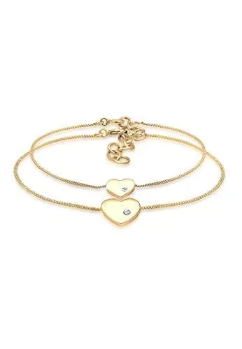 Elli Schmuck Elli Armband Damen Set Herz Anhänger Mutter Kind mit Kristallen in 925 Sterling Silber