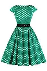 AXOE Freizeit Axoe Damen 50er Jahre Audrey Hepburn Vintage Kleid Rockabilly Cocktail Partykleid Polka Dot