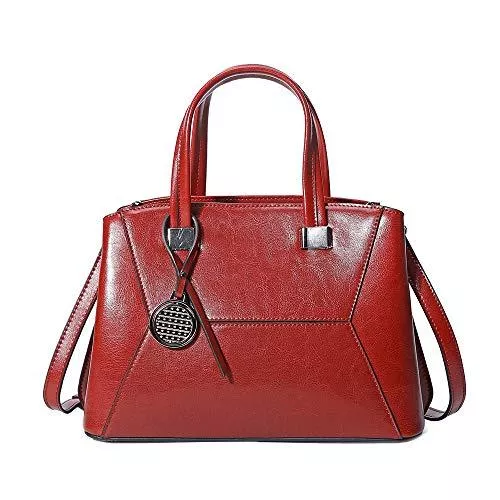 Coolives Taschen & Rucksäcke Coolives Damen Tasche Kleine Handtasche Henkeltasche Umhängetasche Schultertasche aus Leder Weinrot EINWEG