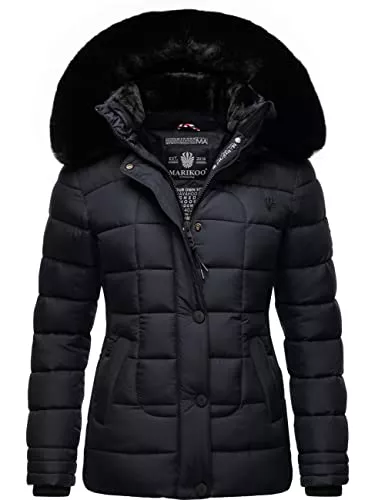 MARIKOO Jacken MARIKOO Damen Winterjacke Steppjacke, Kunstfell und Kapuze abnehmbar Qesraa XS-XXL