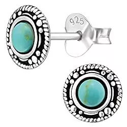 EYS JEWELRY Schmuck EYS JEWELRY Ohrringe Silber 925 Damen rund Ohrstecker oxidiert 7mm Vintage Schmuck Geschenke für Frauen im Schmucketui