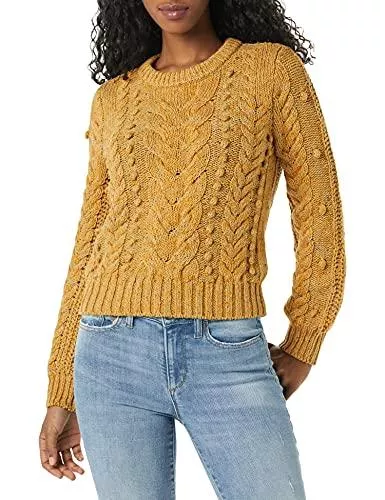 Goodthreads Pullover & Strickmode Goodthreads Damen Melierter Pullover im Popcorn-Maschenstil mit Langen Ärmeln und Rundhalsausschnitt