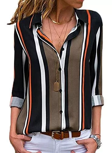 Aleumdr Kurzarmblusen Aleumdr Bluse Damen Langarm hemdbluse einfarbig Business Hemd Herbst und Sommer Revers Kragen S-XXL