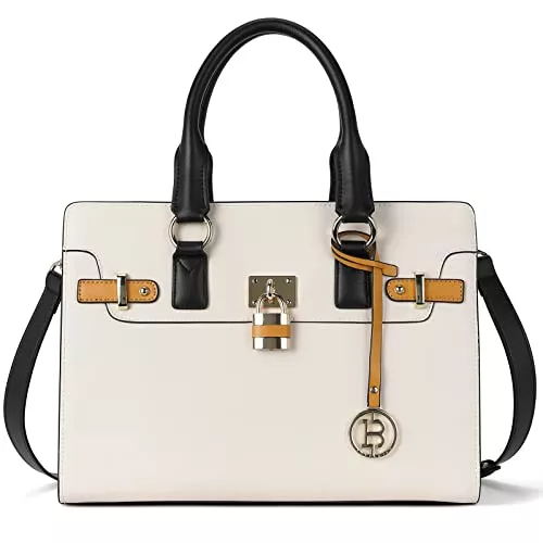 BOSTANTEN Taschen & Rucksäcke BOSTANTEN Damen Schultertasche Leder Handtasche Umhängetasche Henkeltasche mit Lange Schuterriemen Weiß