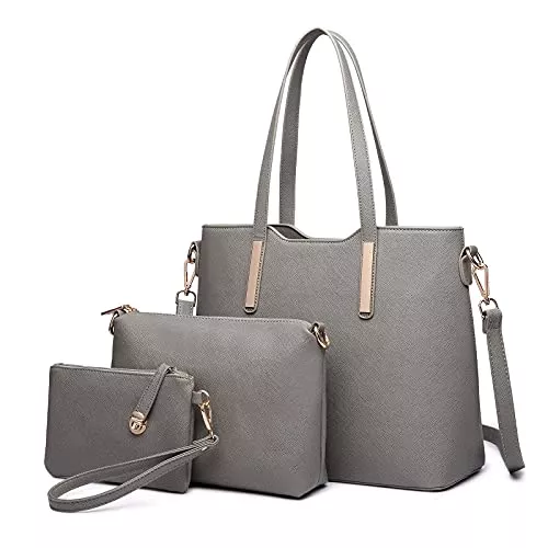 Miss Lulu Taschen & Rucksäcke Miss Lulu Schultertaschen für Damen Shopper Damen Groß Henkeltasche Damen Frauen Schulter Beuteltote Gross Henkeltasche Set 3-teiliges Set