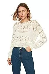 TRENDYOL Pullover & Strickmode TRENDYOL Frau Oversize Schulterfrei Rundhalsausschnitt Trikot Pullover