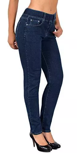 ESRA Jeans Damen Jeans Skinny High Waist elastischer Gummibund