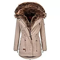 Navahoo Mäntel Navahoo warme Damen Winter Jacke Parka lang Mantel Winterjacke Fell Kragen B380
