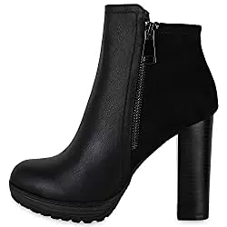 VAN HILL Stiefel VAN HILL Damen Stiefeletten Plateau Ankle Boots High Heels Boots Leicht Gefüttert mit Blockabsatz Zipper