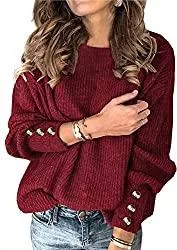 Ranphee Pullover & Strickmode Damen Strickpullover Winter Sweater Langarm mit Knöpfen Warm Strickwaren