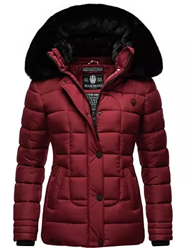 MARIKOO Jacken MARIKOO Damen Winterjacke Steppjacke, Kunstfell und Kapuze abnehmbar Qesraa XS-XXL