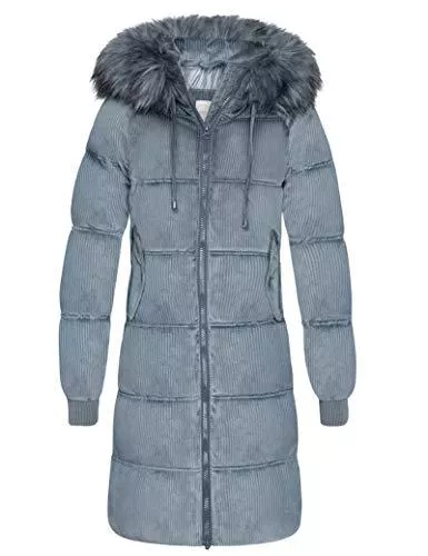 Libland Mäntel Libland Damen Puffer Padding Lange Jacke, Damen Winter Bubble Coats mit abnehmbarem Kunstpelzkragen