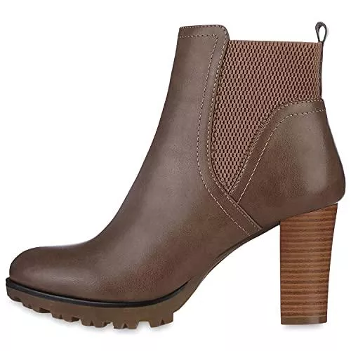 VAN HILL Stiefel VAN HILL Damen Stiefeletten Chelsea Boots Gefüttert mit Blockabsatz Profilsohle