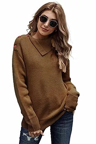 Necooer Pullover & Strickmode Necooer Damen Pullover Lässig Langarm Winter Basic Gemütliche Strickpullover