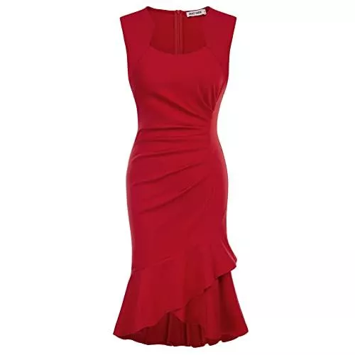 GRACE KARIN Cocktail GRACE KARIN Damen Rüschen Meerjungfrau Kleid Ärmellos Fischschwanz Bodycon Kleid CL1782A22