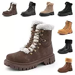 Hitmars Stiefel Winterstiefel Damen Winterschuhe Stiefeletten Damen Gefüttert Winterboots Bequeme Winterschuhe Warme Schneestiefel Rutschfeste Schwarz Braun 36-41 EU