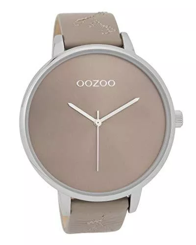 Oozoo Uhren Große XXL Oozoo Damenuhr mit Stickmuster Lederband 48 MM