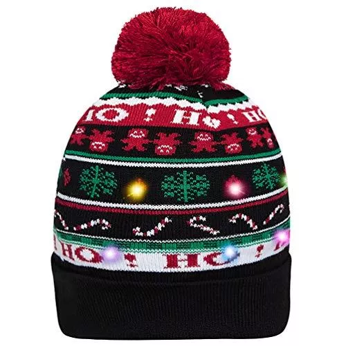 Goodstoworld Hüte & Mützen Goodstoworld LED Leuchten Weihnachtsmütze für Männer Frauen Jungen Mädchen 6 Bunten LED Strickmütze Beanie Mütze Wintermütze Christmas Santa Hat for Party