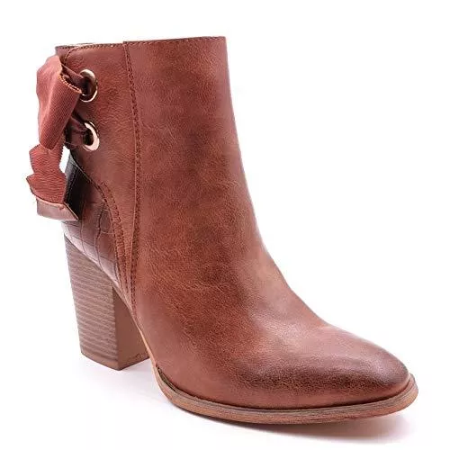 Angkorly Stiefel Angkorly - Damen Schuhe Stiefeletten - Bogen - Spitze Blockabsatz 3 cm